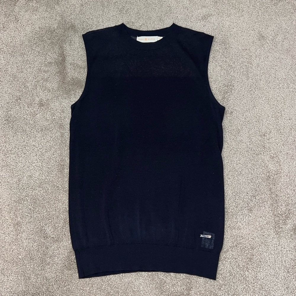 Tory Burch Navy Knit Tank Top
